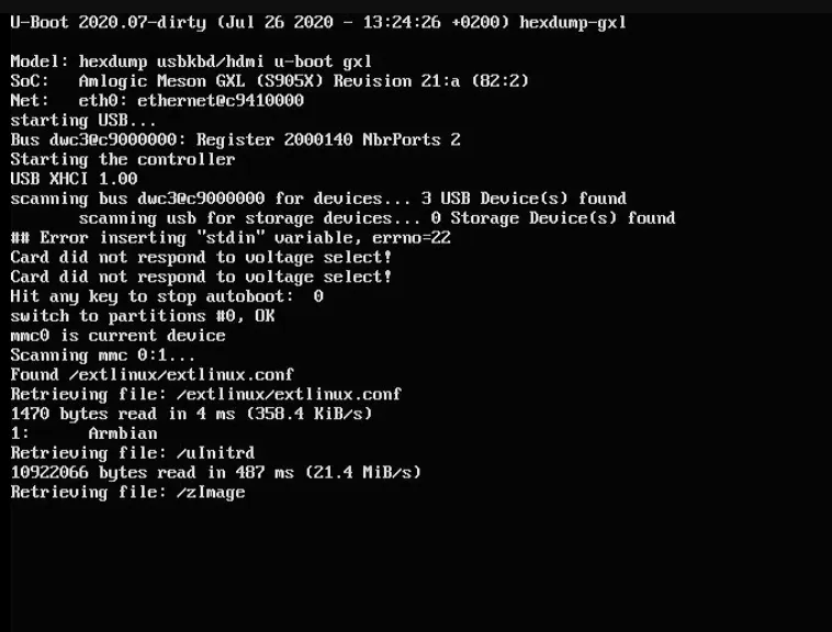 Tampilan booting armbian